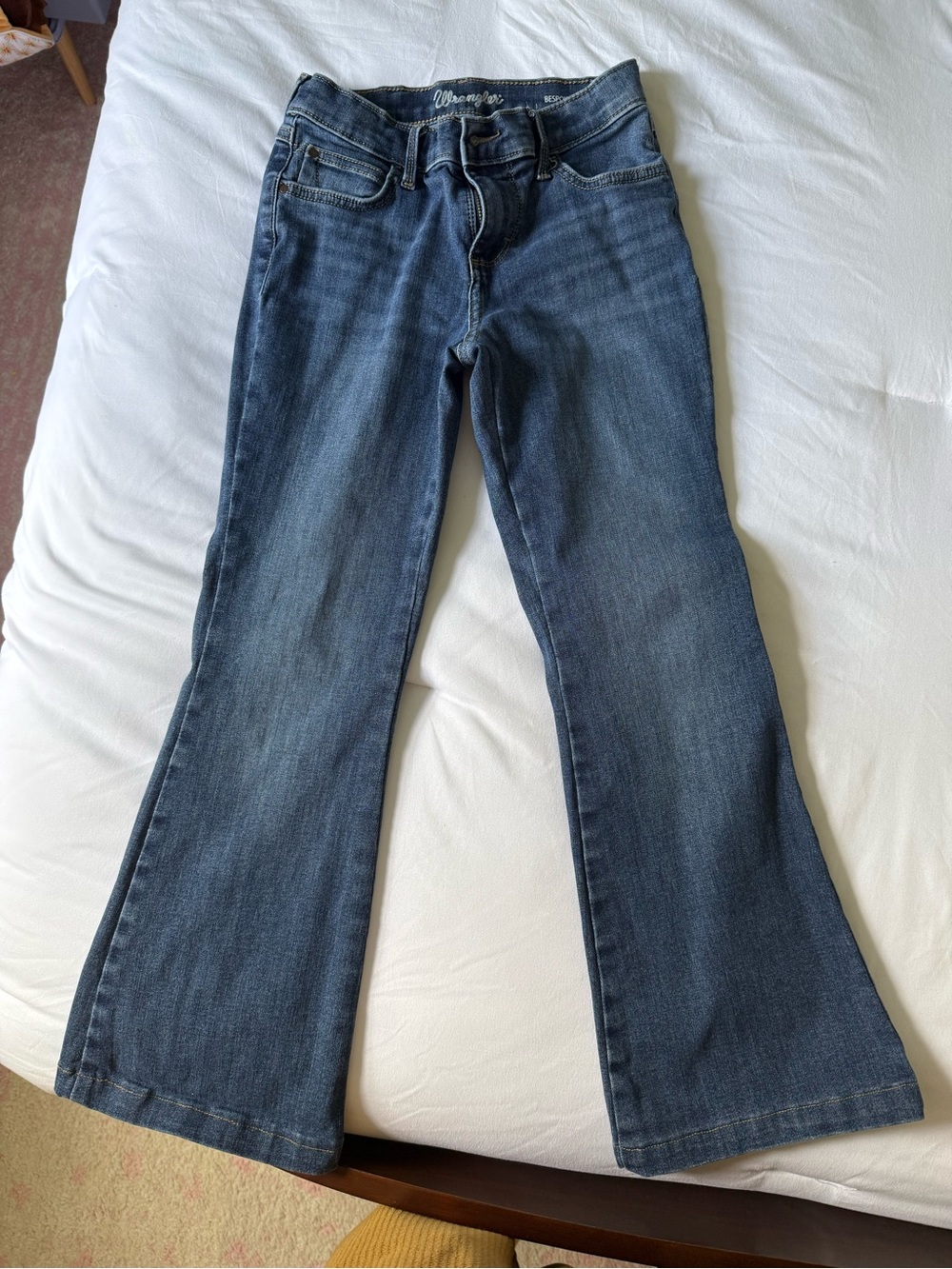Wrangler Girls Blue Flare Jeans - Medium Wash Denim